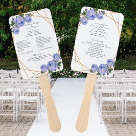 Elegant Gold Glitter Geo Blue Floral Wed Program Handwaaier