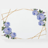 Elegant Gold Glitter Geo Blue Floral Wedding Gastenboek (Achterkant)
