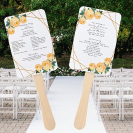 Elegant Gold Glitter Geo Oranje Floral Wed Program Handwaaier
