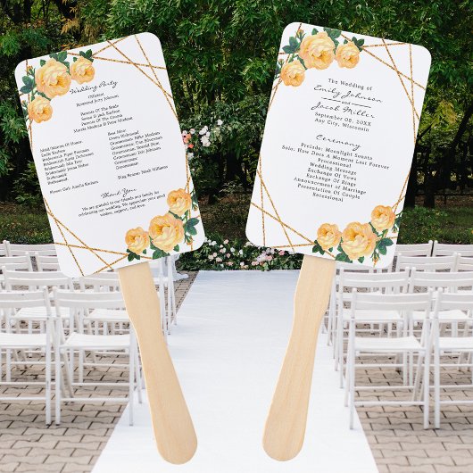 Elegant Gold Glitter Geo Oranje Floral Wed Program Handwaaier