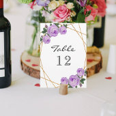 Elegant Gold Glitter Geo Paarse Floral Table No. Aankondiging