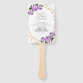 Elegant Gold Glitter Geo Paarse Floral Wed Program Handwaaier (Voorkant)