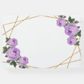 Elegant Gold Glitter Geo Paarse Floral Wedding Gastenboek (Achterkant)