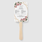 Elegant Gold Glitter Geo Pink Floral Wed Program Handwaaier (Achterkant)