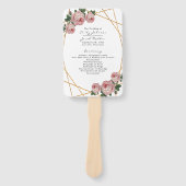 Elegant Gold Glitter Geo Pink Floral Wed Program Handwaaier (Voorkant)