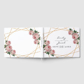 Elegant Gold Glitter Geo Pink Floral Wedding Gastenboek (Volledig)