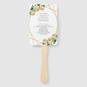 Elegant Gold Glitter Geo Yellow Floral Wed Program Handwaaier (Voorkant)