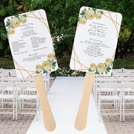 Elegant Gold Glitter Geo Yellow Floral Wed Program Handwaaier