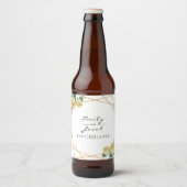 Elegant Gold Glitter Geo Yellow Floral Wedding Bier Etiket (Voorkant)