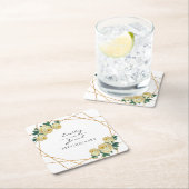 Elegant Gold Glitter Geo Yellow Floral Wedding Kartonnen Onderzetters (Insitu)