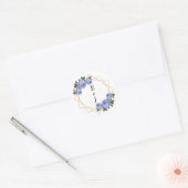 Elegant Gold Glitter Geometric Blue Floral Wedding Ronde Sticker (Envelop)