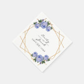 Elegant Gold Glitter Geometric Blue Floral Wedding Servet (Hoek)