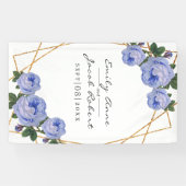 Elegant Gold Glitter Geometric Blue Floral Wedding Spandoek (Horizontaal)