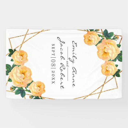 Elegant Gold Glitter Geometric Oranje Floral Spandoek (Horizontaal)