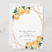 Elegant Gold Glitter Geometric Oranje Floral Wed Aankondiging (Achterkant)