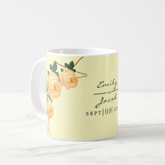 Elegant Gold Glitter Geometric Oranje Floral Wed Koffiemok (Voorkant links)