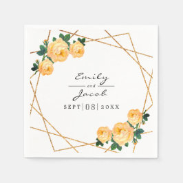 Elegant Gold Glitter Geometric Oranje Floral Wed Servet