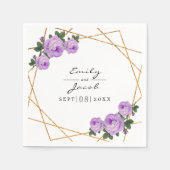 Elegant Gold Glitter Geometric Paars Floral Wed Servet (Voorkant)