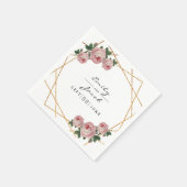 Elegant Gold Glitter Geometric Pink Floral Wedding Servet (Hoek)