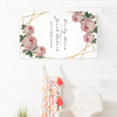 Elegant Gold Glitter Geometric Pink Floral Wedding Spandoek (Insitu)