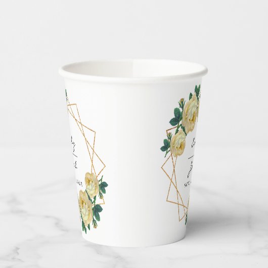 Elegant Gold Glitter Geometric Yellow Florence Wed Papieren Bekers (Links)