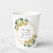 Elegant Gold Glitter Geometric Yellow Florence Wed Papieren Bekers (Voorkant)