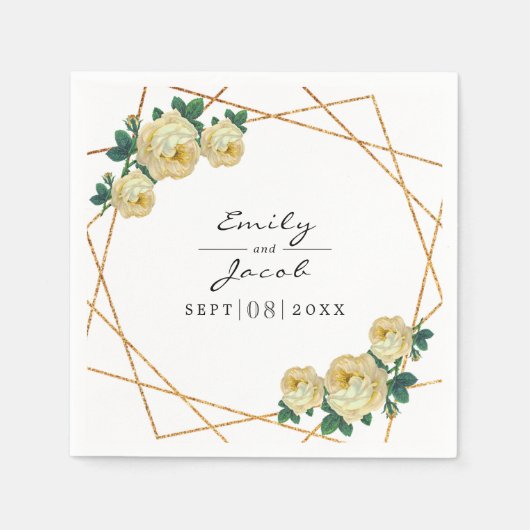 Elegant Gold Glitter Geometric Yellow Florence Wed Servet (Voorkant)