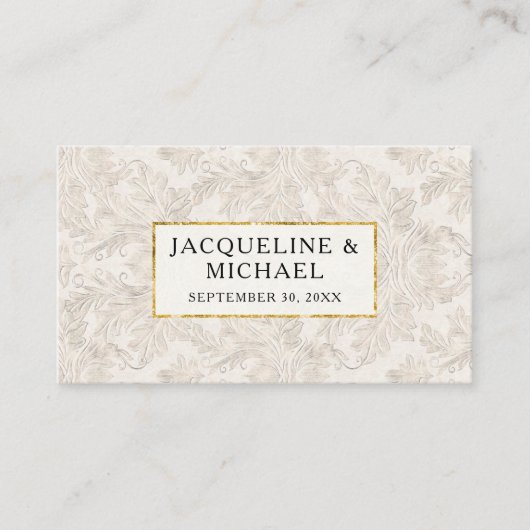  Elegant Gold Glitter Gilded Damask Cream Plaatskaartje (Voorkant)