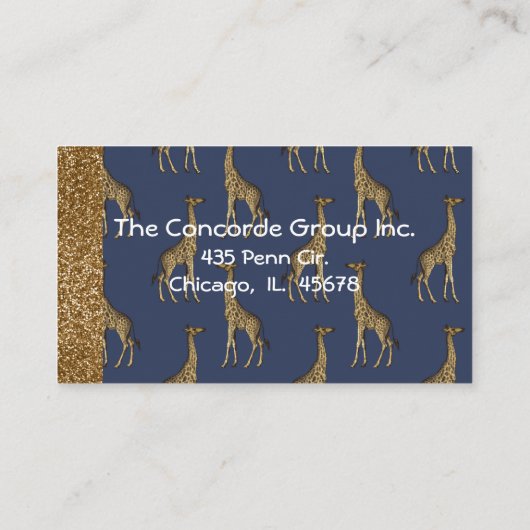 Elegant Gold Glitter Giraffe Stijlvol Visitekaartje (Achterkant)