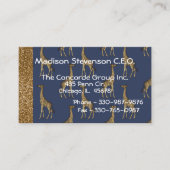 Elegant Gold Glitter Giraffe Stijlvol Visitekaartje (Voorkant)