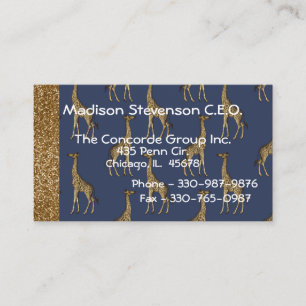 Elegant Gold Glitter Giraffe Stijlvol Visitekaartje