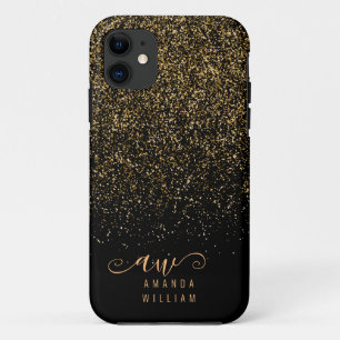 Elegant Gold Glitter Glam Monogram Naam Case-Mate iPhone Case