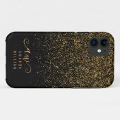 Elegant Gold Glitter Glam Monogram Naam Case-Mate iPhone Case (Achterkant (horizontaal))