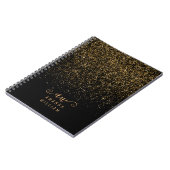 Elegant Gold Glitter Glam Monogram Naam Notitieboek (Linkerzijde)