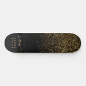 Elegant Gold Glitter Glam Monogram Naam Persoonlijk Skateboard (Horizontaal)
