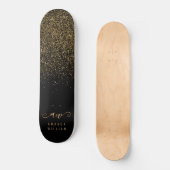 Elegant Gold Glitter Glam Monogram Naam Persoonlijk Skateboard (Voorkant)