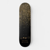 Elegant Gold Glitter Glam Monogram Naam Persoonlijk Skateboard (Voorkant)