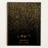 Elegant Gold Glitter Glam Monogram Naam Planner (Voorkant)