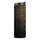 Elegant Gold Glitter Glam Monogram Naam Thermosbeker (Gedraaid links)