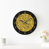 Elegant Gold Glitter Glam Sparkle Chic Grote Klok (Huis)