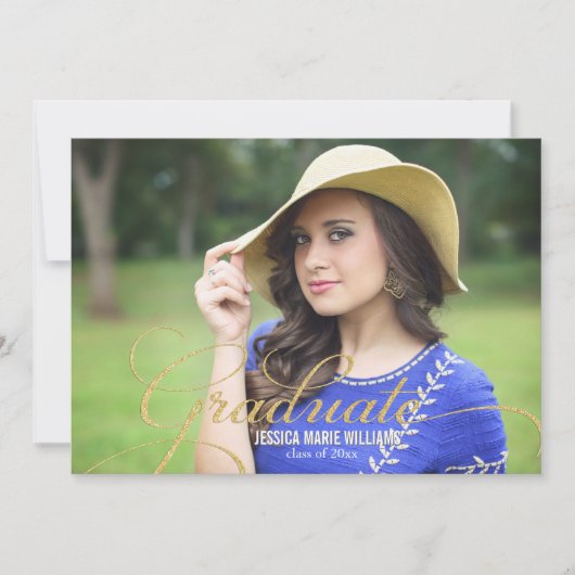 Elegant Gold Glitter Graduation Invitations Kaart (Voorkant)