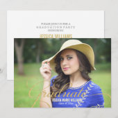 Elegant Gold Glitter Graduation Invitations Kaart (Voorkant / Achterkant)