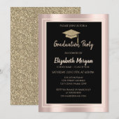 Elegant Gold Glitter Gradup Roos Gold Kaart (Voorkant / Achterkant)