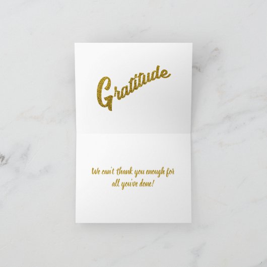 Elegant Gold Glitter Gratitude Typografie Bedankkaart (Binnen)