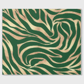Elegant Gold Glitter Green Animal Print Zebra Cadeaupapier (Vlak)