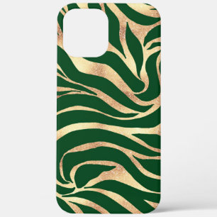 Elegant Gold Glitter Green Animal Print Zebra Case-Mate iPhone Case