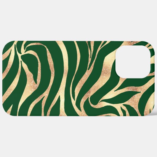 Elegant Gold Glitter Green Animal Print Zebra Case-Mate iPhone Case (Achterkant / Rechts)