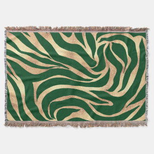 Elegant Gold Glitter Green Animal Print Zebra Deken