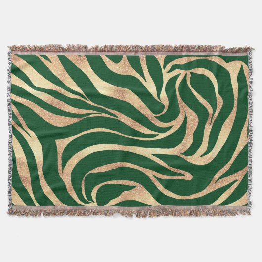 Elegant Gold Glitter Green Animal Print Zebra Deken (Voorkant)