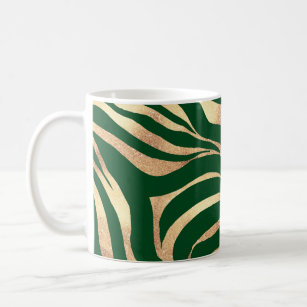 Elegant Gold Glitter Green Animal Print Zebra Koffiemok
